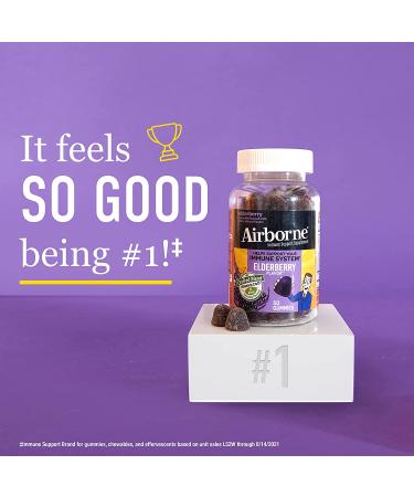 Airborne Elderberry + Zinc Immune Support Gummies - 50ct Elderberry Flavor - Buy Online on GoSupps.com