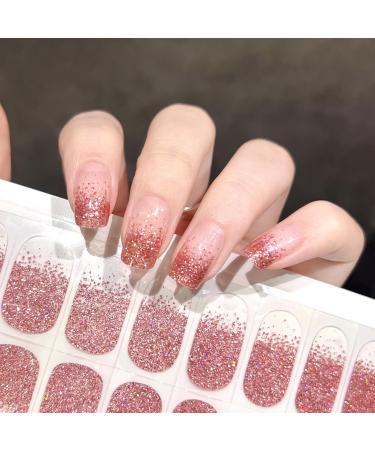 Semi Cured Gel Nail Wraps 22Pcs Rose Gold Glitter Gel Nail Polish Strips Self-Adhesive Gel Nail Stickers Salon-Quality French Manicure Stickers with Soft Glossy Gel Finish UV/LED Lamp Required Glitter Rose Gold - Buy Online on GoSupps.com