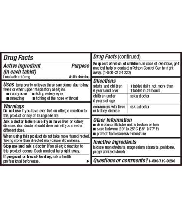 Leader 24 Hour Allergy Relief - Loratadine 10mg Non-Drowsy Antihistamine Tablets - 60 Count Pack for Indoor & Outdoor Allergies | Ship Worldwide - Buy Online on GoSupps.com