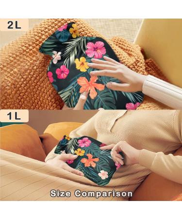 NAANLE Retro Hawaiian Flower Hot Water Bottle | 1L Heat Therapy for Back Pain Relief & Hand/Foot Warmer | Hot & Cold Therapy - Buy Online on GoSupps.com
