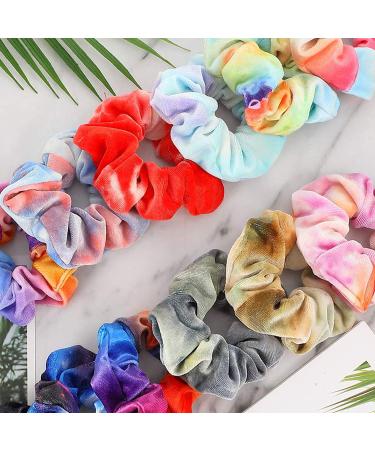 IVARYSS Tie Dye Velvet Scrunchies 12 Pcs Set - Cute Rainbow Ponytail Holders for Girls and Women - Buy Online on GoSupps.com