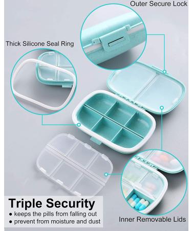 3 Pack Small Pill Box Organizer - Blue Green Khaki Travel Pill Case for Purse Pocket - Portable Moisture Proof Vitamin Holder - Buy Online on GoSupps.com