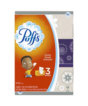 Puffs, Everyday Non-Lotion Facial Tissues, 180 Count (Pack of 3)