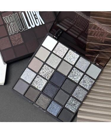 Black Eyeshadow - Black Shimmer | 25 Shade Smoky Feed Makeup Palette Smooth-Blend- Powder Cool Tones Gothic High Pigments For Christmas Party Halloween - Buy Online on GoSupps.com