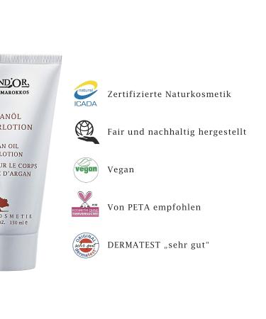 Argandor Vegan Argan Oil Body Lotion - Nourishing & Moisturizing for Normal Dry Sensitive & Stressed Skin - 150ml - Buy Online on GoSupps.com