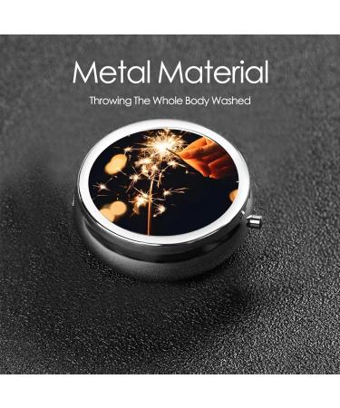Shop Beautiful Fireworks Printed Mini Round Pill Box - 3 Compartment Portable Organizer for Travel Home & Office Use - Buy Online on GoSupps.com