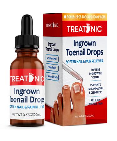 Treatonic Ingrown Toenail Treatment - Ingrown Toenail Pain Reliever and Softener Kit for Easy Trimming with Silicone Gel Toe Caps