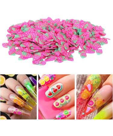 Fruit Nail Art Slices Nail Art Slices with Fruit Shaped Polymer Clay Nail Art Cellphone Glasses Decoration Accessories 10g/pack Nail Charms for Lip Gloss Nail Art DIY(Pink strawberry) - Buy Online on GoSupps.com