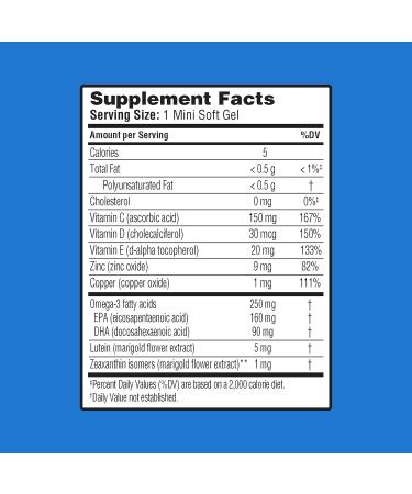 Ocuvite Eye Health Lutein & Zeaxanthin Supplement Eye Vitamin with Antioxidant Vitamin D C E & Omega-3 Helps Protect Eye Health 30 Softgels 30 Count (Pack of 1) - Buy Online on GoSupps.com