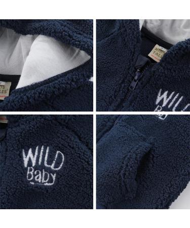 Cartoon Fleece Hooded Jacket for Newborns and Infants | Warm Toddler Outwear Coat | Navy Blue, 9-12 Months - Buy Online on GoSupps.com