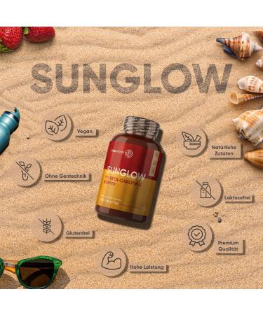 Sunglow Beta Carotene Complex - Vegan Browning Accelerator Tablets | 120 Count for Skin Pigmentation & Oxidative Stress | Rich in Copper Zinc Iodine Vitamin A B3 & B2 - Buy Online on GoSupps.com