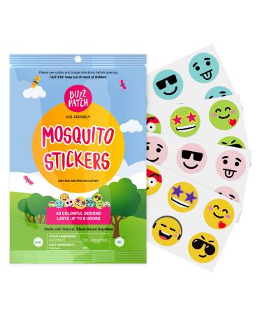 BuzzPatch Mosquito Patch Stickers for Kids (60 Pack) - The Original All Natural, Plant Based Ingredients, Non-Toxic, DEET Free, Citronella Essential Oil Insect Patch, for Toddlers, Kids 1