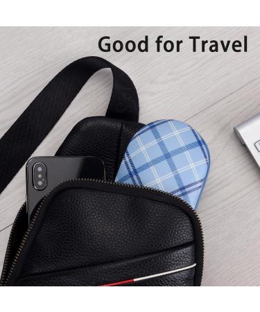 Shop MUF 2-in-1 Contact Lens & Glasses Case - Portable Leakage-Proof Travel Set with Tweezers & Solution Bottle - Blue Checked - Buy Online on GoSupps.com