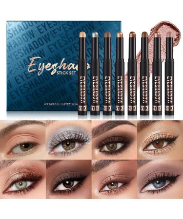 Eye Shadow Sticks Set 8 Colors High Pigmented Eye Shadow Applicator Sticks Cream Eyeshadow Matte Eyeshadow Sticks Makeup (Light) - Buy Online on GoSupps.com