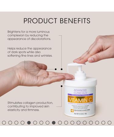 Advanced Clinicals Vitamin C Brightening Cream + Vitamin C Glow Facial Toner Set - Buy Online on GoSupps.com