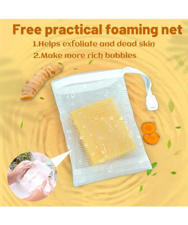 2 Pack Turmeric Soap Bar & Exfoliating Pads - Cleanse & Moisturize Acne Scars | Vitamin B5 & Lemon Infused - Buy Online on GoSupps.com