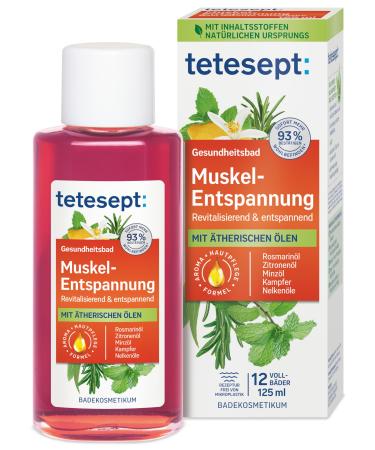 tetesept Muscle Relaxation - Revitalising and Soothing Health Bath with 4 Essential Oils 125 ml Muscle relaxation bath