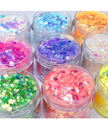 Body Glitter Wenida 9 Colors 190g Iridescent Ultra Sparkle Opal Chunky Glitter Cosmetic Festival Makeup Powder for Nail Hair Eye Face
