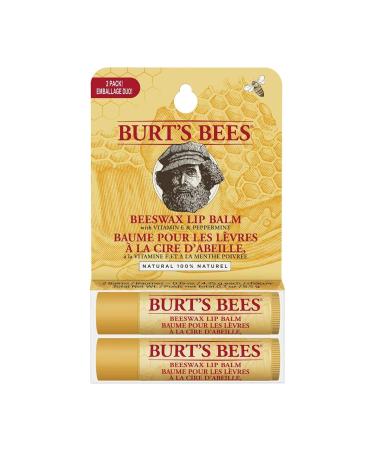 Burt's Bees 100% Natural Nursing Lip Peeling & Moisturizing Lip Balm 2-Pack - Beeswax Nourishing Care - Buy Online on GoSupps.com