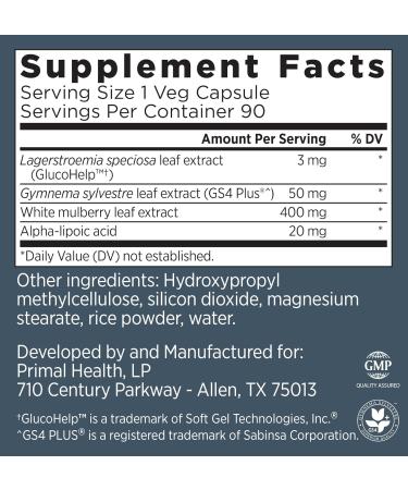 Buy Primal Labs GlucoBurn Supplement - White Mulberry & Alpha Lipoic Acid | 90 Veg Capsules for Blood Sugar Support - International Shipping Available - Buy Online on GoSupps.com