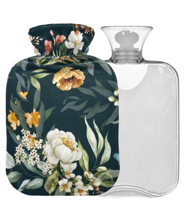 NAANLE hot water bottle with lid flower flower flower transparent hot water bottle heat bottle for back pain relief handfoot warmer neck warmth and cold therapy 2l