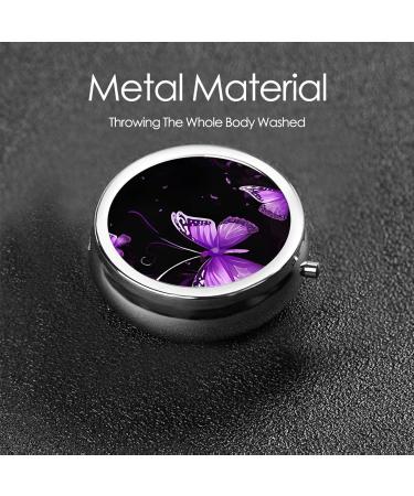 Buy Butterfly Purple Round Pill Box - 3 Compartment Portable Travel Medicine Organizer | Mini Decorative Pocket Purse Pill Case - Buy Online on GoSupps.com