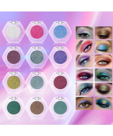 Shimmer Eyeshadow | Women Shimmer Makeup Eye Shadow Single Buildable | Reflective Glitter Eyeshadow Single for Travel Daily Travel Parties Picnics - Buy Online on GoSupps.com