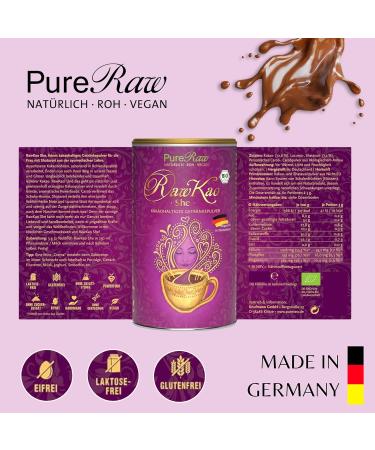 Rawkao SHE Shatavari Drinking Chocolate Powder | Organic Raw Vegan Moon Milk Beverage | Sugar-Free Hot Chocolate & Coffee Replacement | 480g Energy Drink for Women - Pureeraw - Buy Online on GoSupps.com
