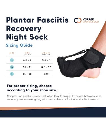 Copper Compression Plantar Fasciitis Night Splint Sock for Right or Left Foot - Dorsal Drop Foot Brace - Soft Stretching Boot Splint for Sleep & Recovery - Medium Size (1 Pack) - Buy Online on GoSupps.com