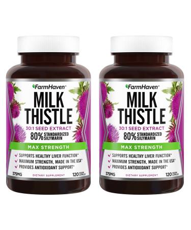 FarmHaven Milk Thistle Capsules | 11250mg Strength | 30X Concentrated Seed Extract & 80% Silymarin Standardized - Supports Liver Function and Overall Health | Non-GMO | 240 Veggie Capsules