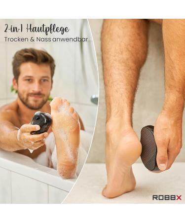 Robbx 2in1 Nano Glass Corneal Remover | Wet & Dry Foot Care Tool with Free Anti-Slip File Cover | Perfect for Horn Removal on Feet & Hands - Black - Buy Online on GoSupps.com