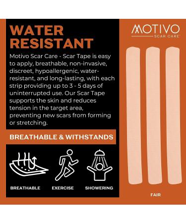 Motivo Scar Tape - 20 Strips | Water & Sweat Resistant, Latex-Free, Long-Lasting Adhesion | Ideal for Surgical Scars, C-Sections, Burns, Gender Affirming Surgery - Fair - Buy Online on GoSupps.com