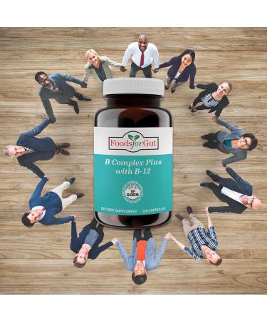 Foods For Gut B Complex Plus & B12 + Vitamin C | Per Serving 120 Capsules | Free of Top Allergens | Immune & Energy Support | Energy Metabolism - Buy Online on GoSupps.com