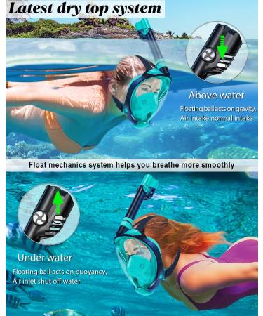 WSTOO Snorkel Mask - Foldable 180 Panoramic View Full Face Snorkeling Mask with Dry Top Breathing System - Anti-Fog, Anti-Leak, Camera Mount - Adults & Kids - Black/Green (S/M) - Buy Online on GoSupps.com