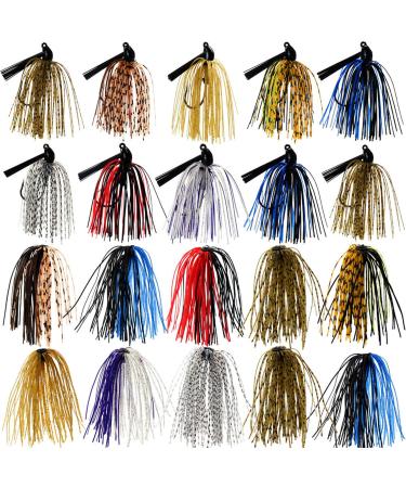 Croch Bass Jigs Set,Fishing Jigs and Jigs Skirts (20pcs)