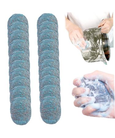 Steel Wool Scrubber 20 Pcs Steel Wool Soap Pads Reusable Absorbent Pre-Soaped Scouring Pad Sponges Washing Up for Household Cleaning Kitchen Dishes & Metal Grills Blue