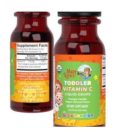 MaryRuth Organics Toddler Vitamin C Drops | USDA Organic Vitamin C Liquid Drops for Toddler | Ages 1-3 Years | Vitamin for Immune Support & Overall Health | Vegan | Non-GMO | 15 Servings - Buy Online on GoSupps.com