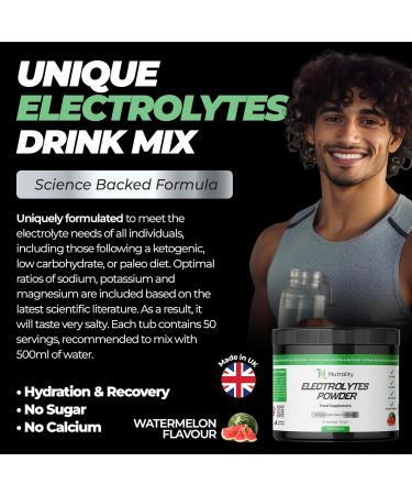 Nutrality Electrolytes Powder 350g | Sugar-Free Keto & Paleo Hydration | Vegan | Watermelon Flavor - Buy Online on GoSupps.com