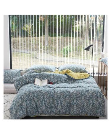 Cotton Ginkgo Biloba Duvet Cover Set Printed Bedding Large Flat Set Soft (8 Queen Flat 4pcs)