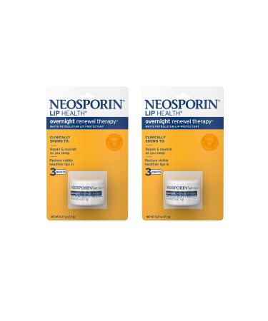 Neosporin Lip Health Overnight Renewal Therapy White Petrolatum Lip Protectant, Nourish and Repair Dry, Chapped Lips, Restore Visibly Healthier Lips in Three Nights, 0.27 oz, 2 Pack 0.27 Ounce (Pack of 2)