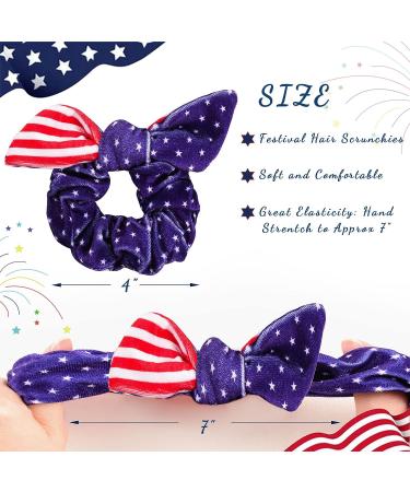 4 PCS American Velvet Patriotic Scrunchies | 4th of July Hair Ties for Women and Girls - Buy Online on GoSupps.com