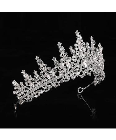 Silver Rhinestone Wedding Crown Tiara for Bride - Prom, Pageant, Quinceanera & Halloween Hair Accessory - Buy Online on GoSupps.com
