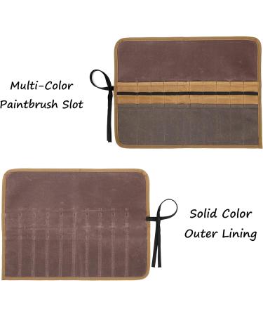 Kaaltisy Artist Brush & Pencil Holder Case Portable Paintbrush Storage Roll with Tie Rope & 2-Layer Slots - Heavy Duty 16OZ Waxed Canvas Paintbrush Roll | Brown - Buy Online on GoSupps.com