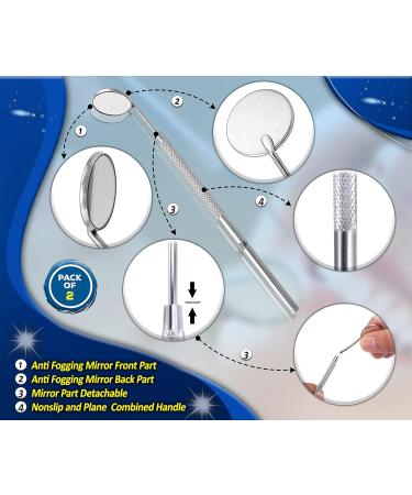 Dental Mouth Mirror Set - Professional Dentist Inspection Tool for Home Use | Pack of 2 Curved Angle Oral Care Mirrors - Buy Online on GoSupps.com