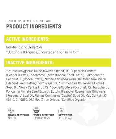 Raw Elements Tinted Lip Sun Kissed Ocean Mist Magma Red SPF 30 .15 oz Sunrise Pack - Buy Online on GoSupps.com