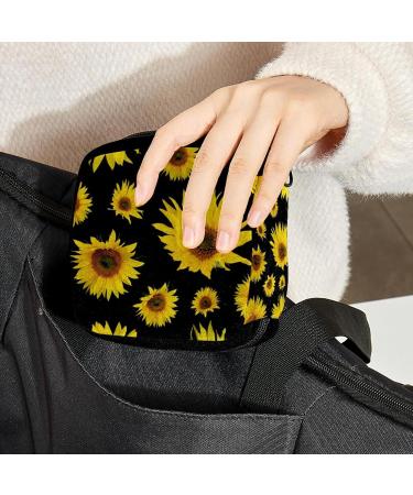 GIAPB Period Bag - Yellow Flower Sanitary Napkin Storage & Makeup Pouch (Black Background) - Buy Online on GoSupps.com