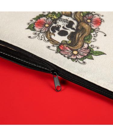 PARBEE Sugar Skull Makeup Bag Set - 12PCS Canvas Cosmetic Pouch Zipper Toiletry Bags for Dia de los Muertos - Day of the Dead Multi-purpose Organizers - Buy Online on GoSupps.com
