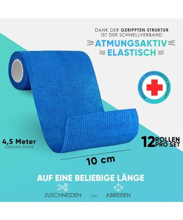 Buy Self-Adhesive Bandage - 12 Rolls (10cm x 4.5m) | Elastic Health Plaster - Blue - Fast International Shipping - Buy Online on GoSupps.com