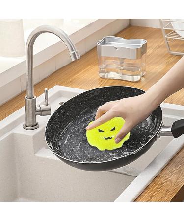 Kitchen Cleaning Sponge - Halloween Pumpkin Shape Scrub Sponge Cleaner | Absorbent Non-Scratch Dish Sponge for Dishes Pots Pans | Multipurpose Kitchen Accessories for Effective Cleaning All at Once Yellow - Buy Online on GoSupps.com