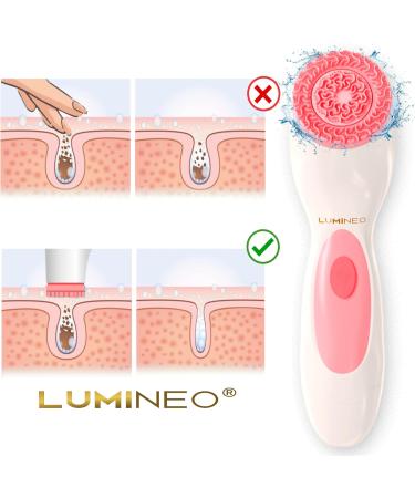 Lumineo Blemish Skin Facial Cleansing Brush - Electric USB with 3 Silicone Heads & Cleansing Gel - Pink for Acne-Prone Oily Skin - Buy Online on GoSupps.com